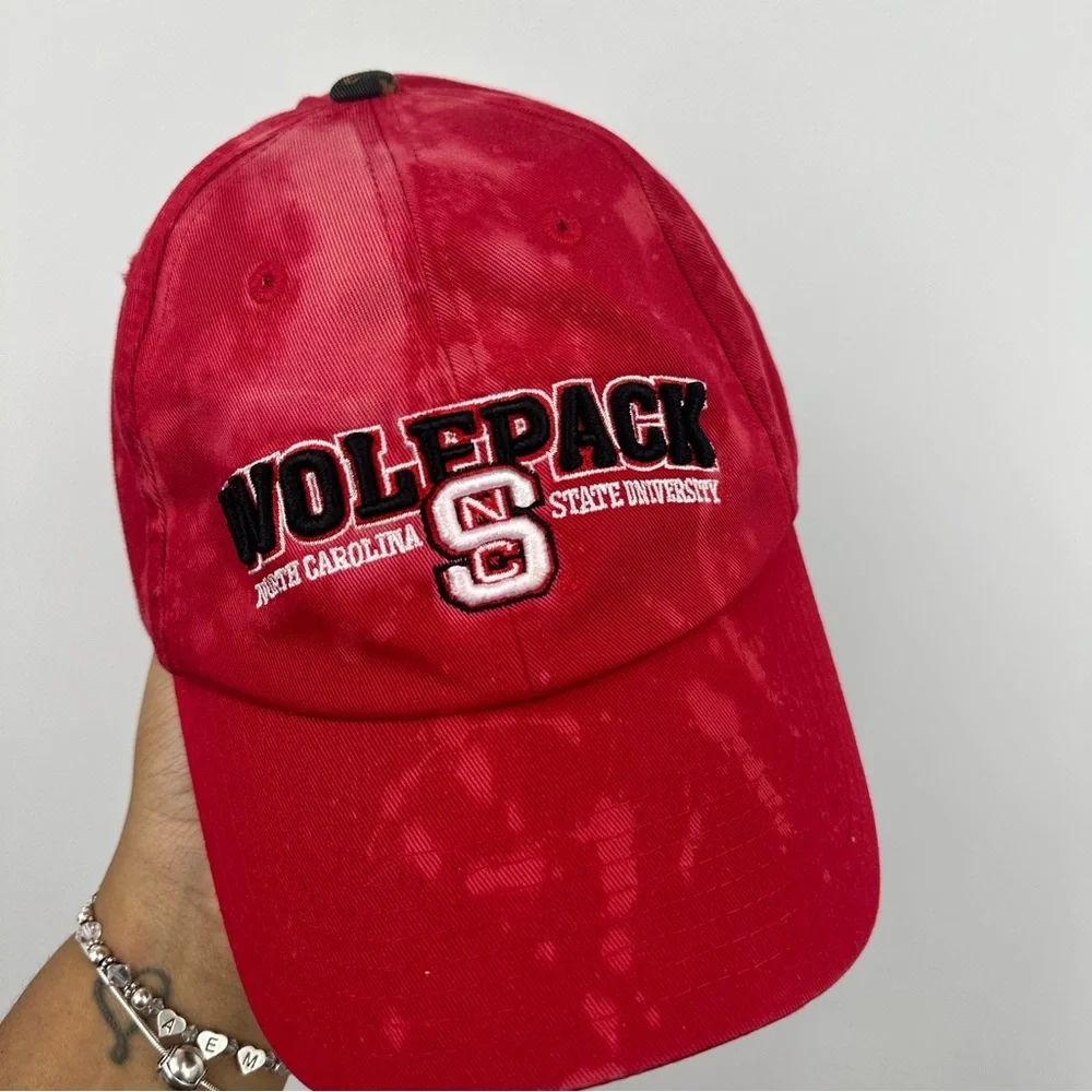 NC State Wolfpack Custom Upcycled Bleached Dad Hat OS